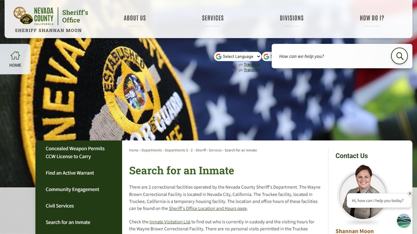 Search for an Inmate | Nevada County, CA